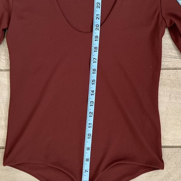 NWOT Nuuds Open Back Bodysuit Medium Black Cherry Slimming Bodycon Holiday Top - Picture 9 of 10